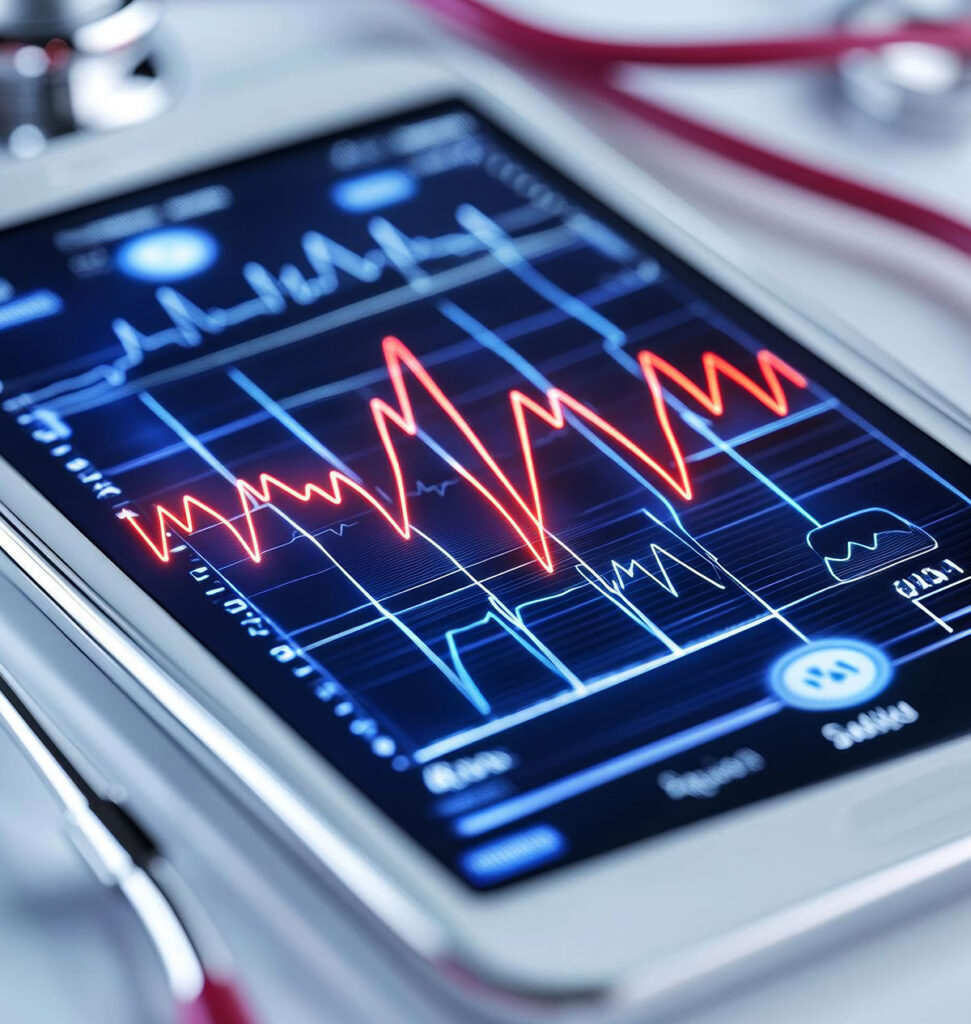 medical heart monitor checking a patients pulse